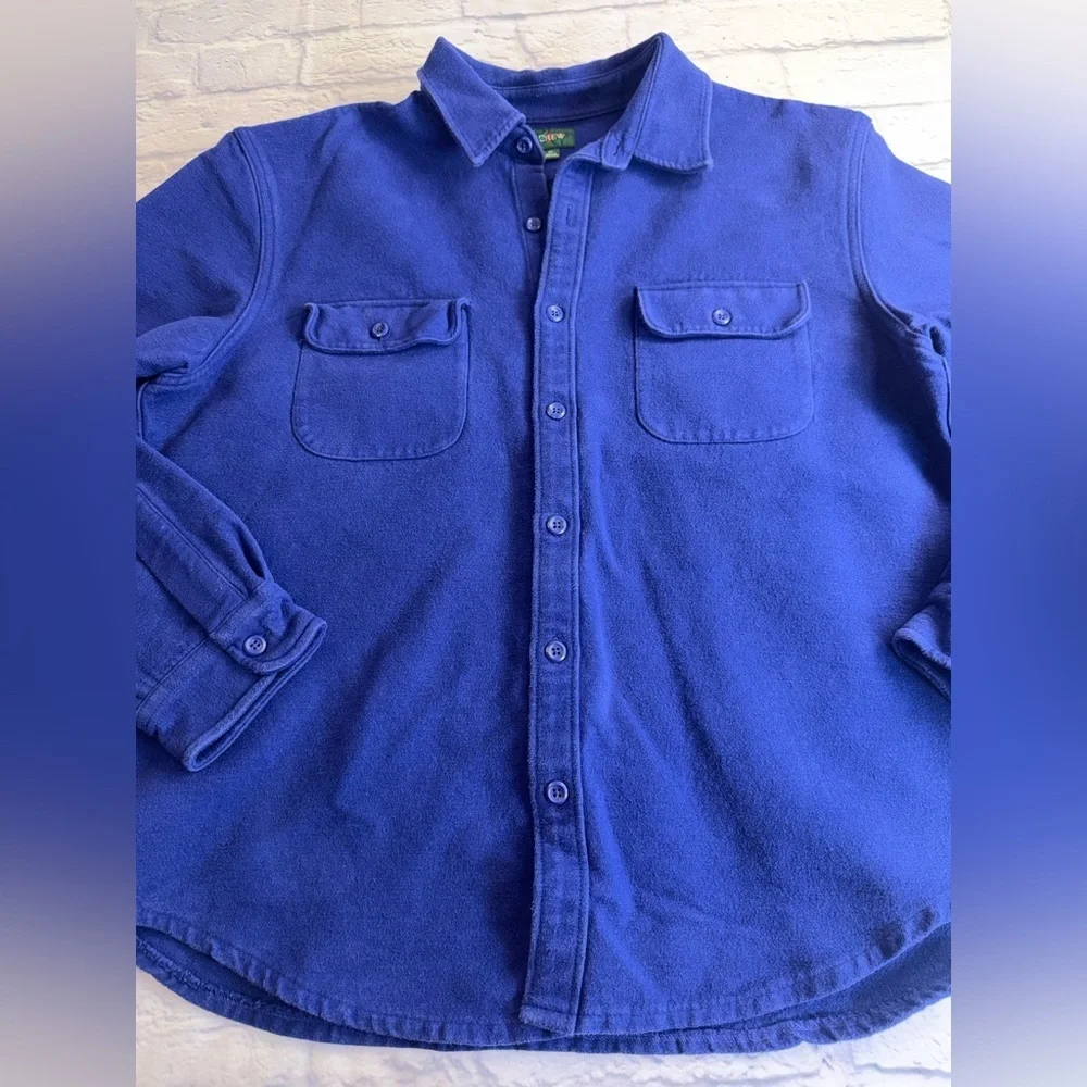 J. Crew Men's Deep Blue Casual Heavy Flannel Button Down Shirt. Size XL